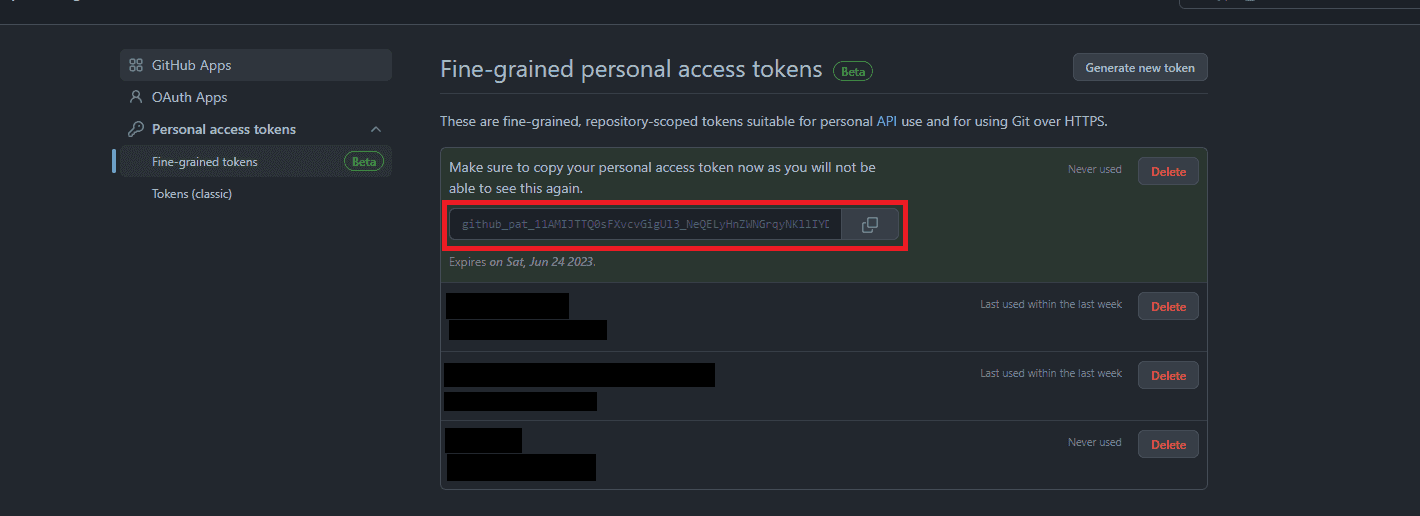 Creating a fine-grained GitHub access token that has permission only over a specific single repository